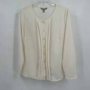 Banana Republic Womens Button Up Tip Size M Cream Castlecore‎ Regency Office